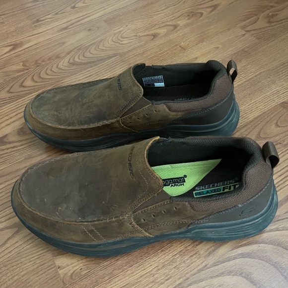 Skechers Brown Suede Slip-On Shoes - Picture 2 of 6